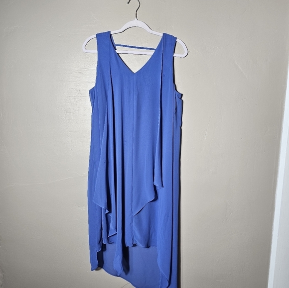Chico's Blue Ruffle Midi Dress Women's Size 1 - Picture 3 of 10